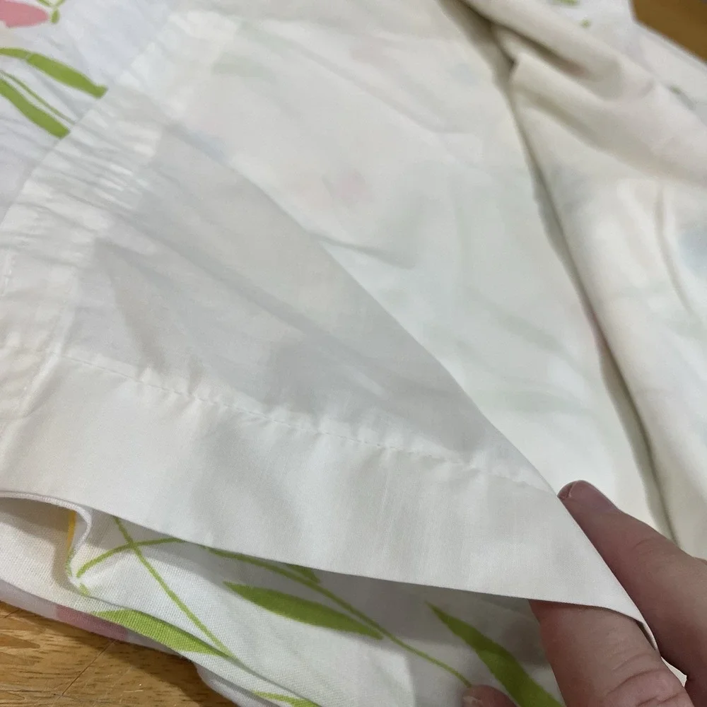 Vtg Handmade Tulip Butterfly Curtain Panel Lined Spring Country‎ Cottage 78x41